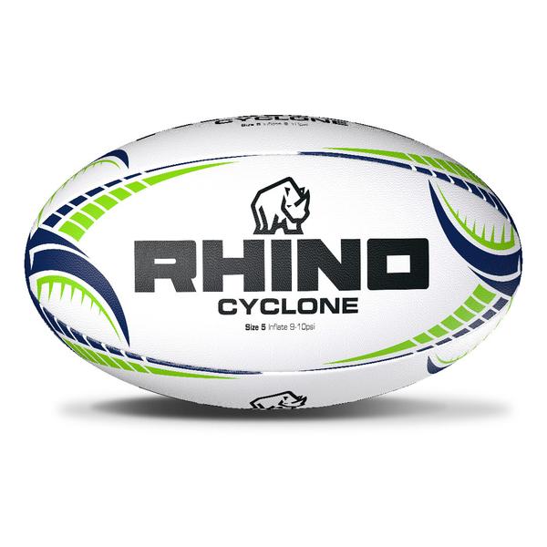 4 Pallone da Rugby Unisex Colore: Bianco/Rosso Rhino Cyclone 